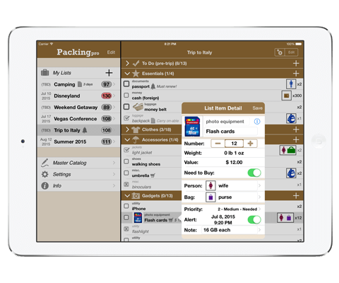 Packing Pro on iPad