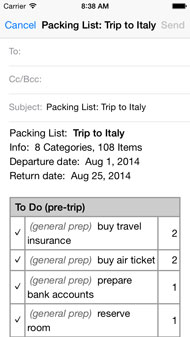 Email Packing List