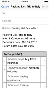 Email Packing List