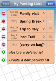 My Packing Lists