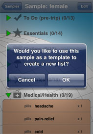 Sample list as template
