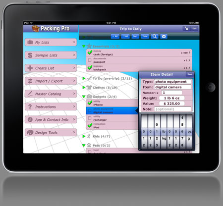 Packing Pro on iPad
