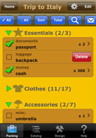 Packing list
