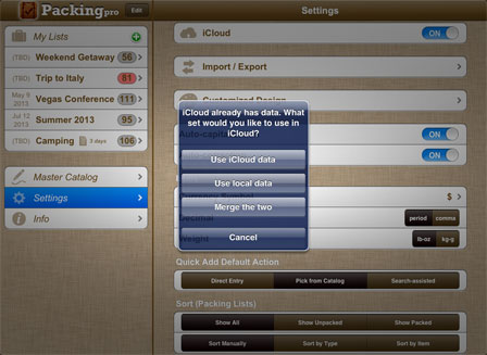 iCloud setting