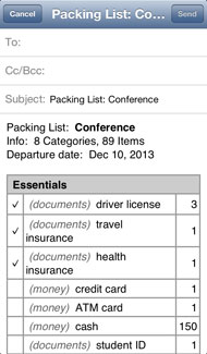 Email Packing List