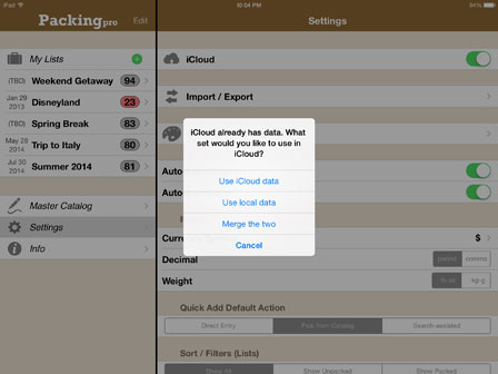 iCloud setting