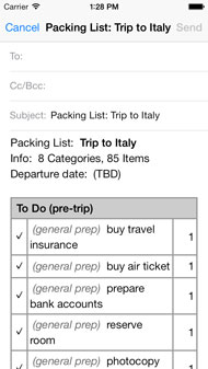 Email Packing List