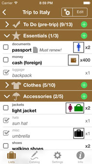 Packing list