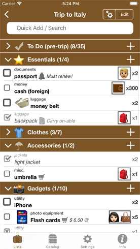 Flexible Packing Lists