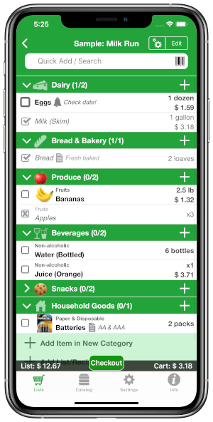 Shopping Pro grocery list app on iPhone